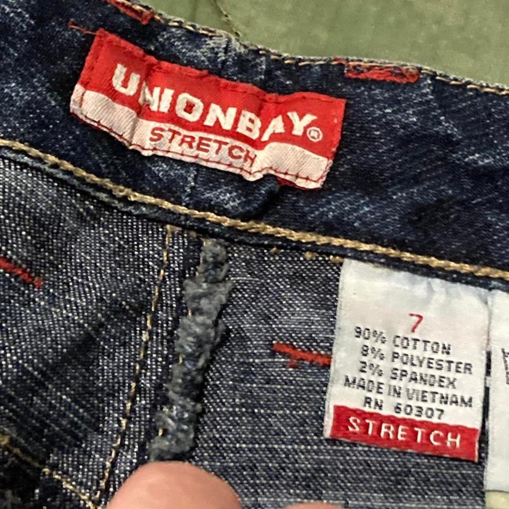 Union Bay carpenter flare jeans stretch vintage y2k contrast stitch women's 7/30 - Picture 2 of 8